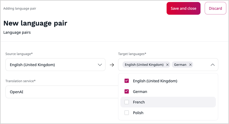 Creating a language pair Creating a language pair